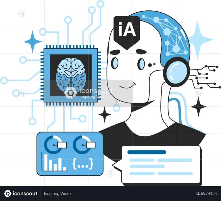 AI brain and robotic  Illustration
