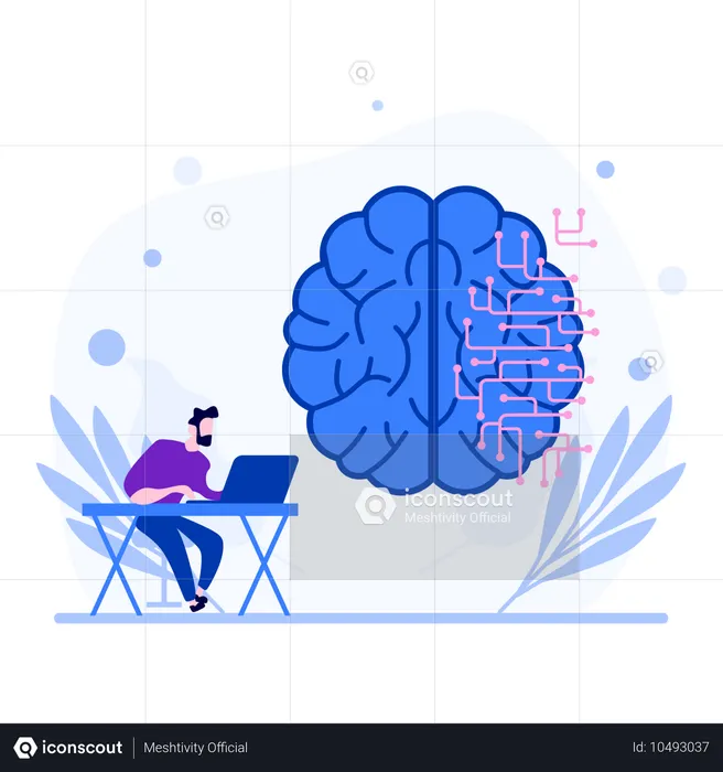 AI brain development  Illustration