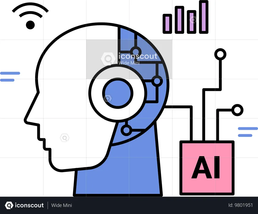 Ai brain with ai analysis  Illustration