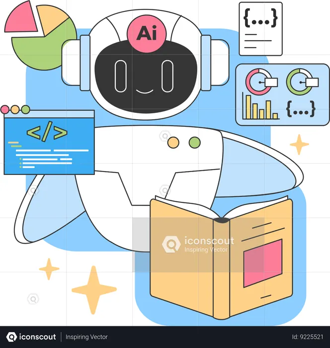 AI chatbot helping in coding  Illustration