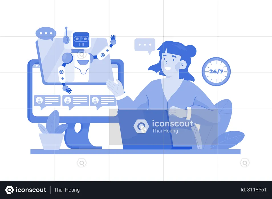 AI chatbots provide instant customer support  Illustration