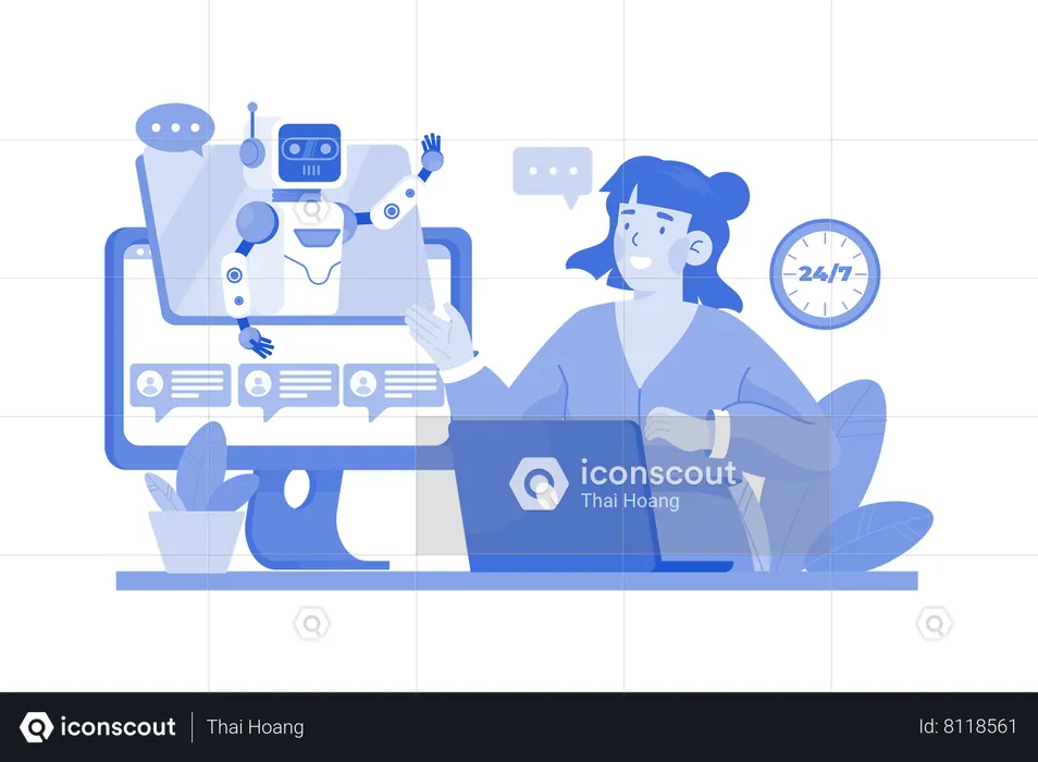 Os chatbots de IA fornecem suporte instantâneo ao cliente  Ilustração