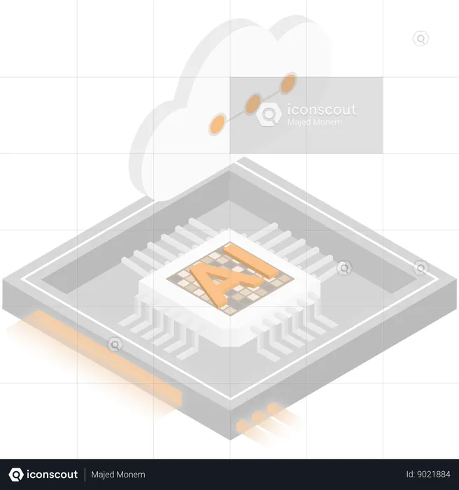 Ai Cloud Processor Chip  Illustration