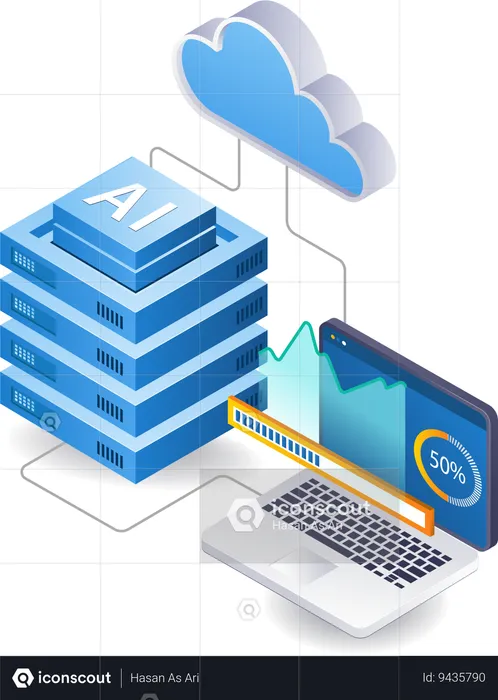 AI cloud server analyst  Illustration