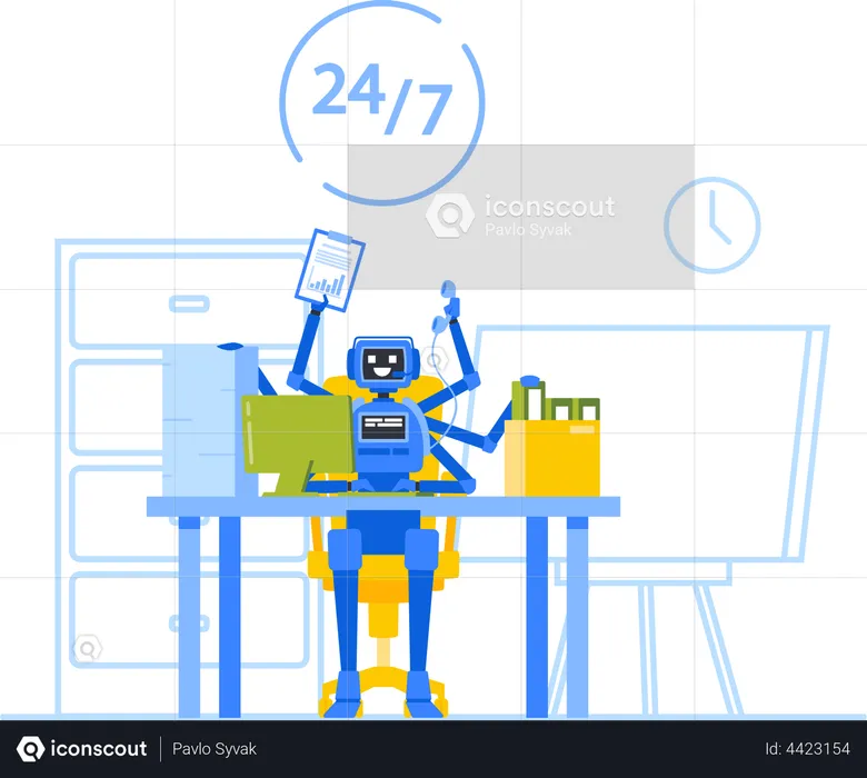 AI Cyborg customer care  Illustration