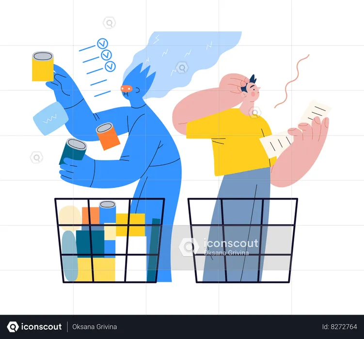Ai Effectively Choosing Groceries And Man Having Difficulty  Illustration