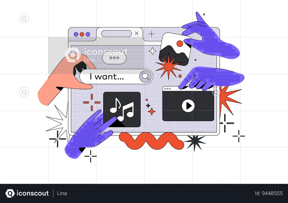 Ai Hand Generate Pictures Videos and Music  Illustration