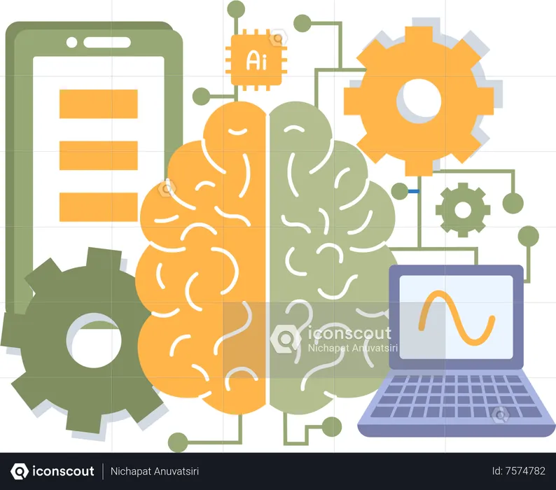 Ai robot brain sourcing database  Illustration