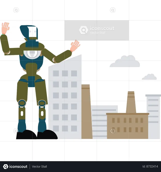 AI robot is standing  Illustration