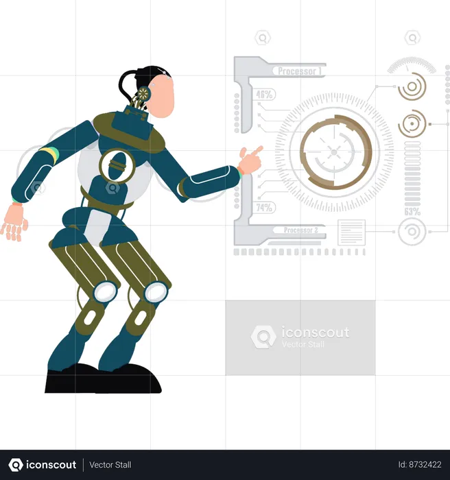 AI robot is working  Illustration