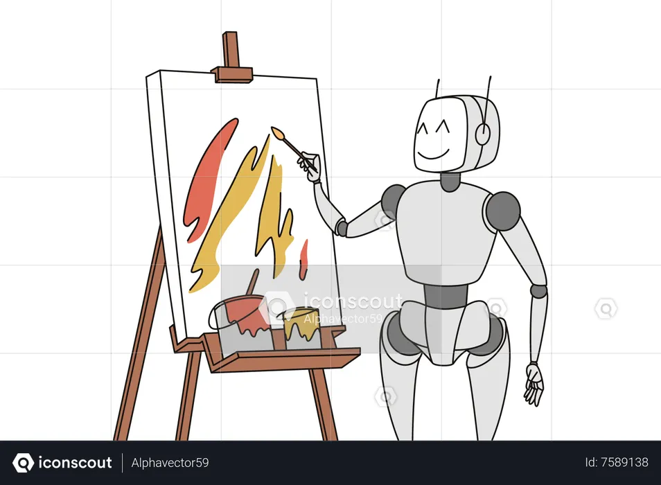 Ai robot painting art  Illustration