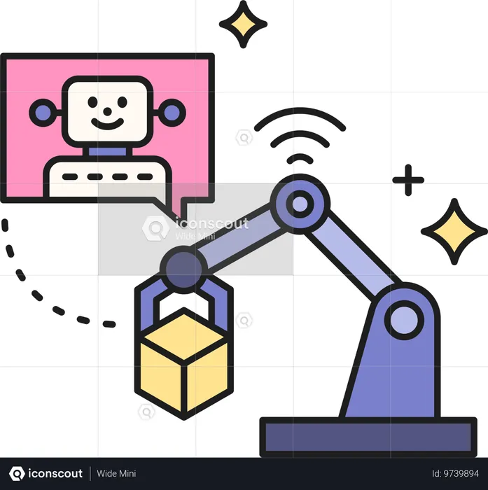 Déplacement manuel des marchandises par un robot IA  Illustration