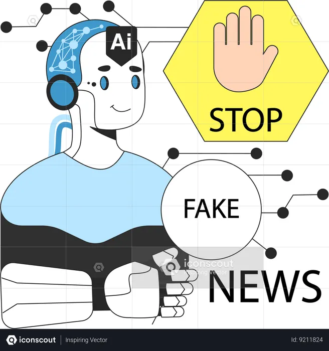 AI stopping fake news  Illustration