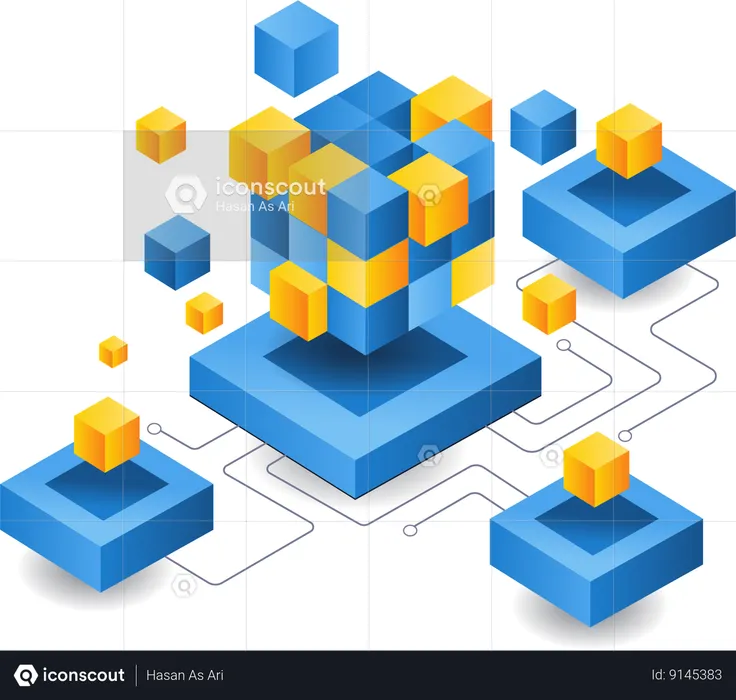 AI technology blockchain management network  Illustration