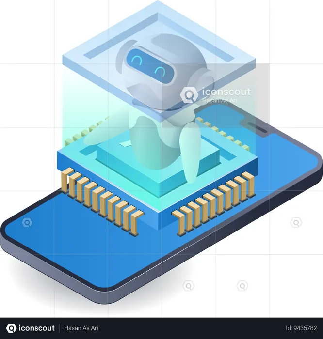 AI technology for smartphone apps  Illustration