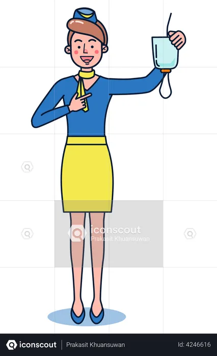 Air Hostess explaining emergency oxygen supply  Illustration