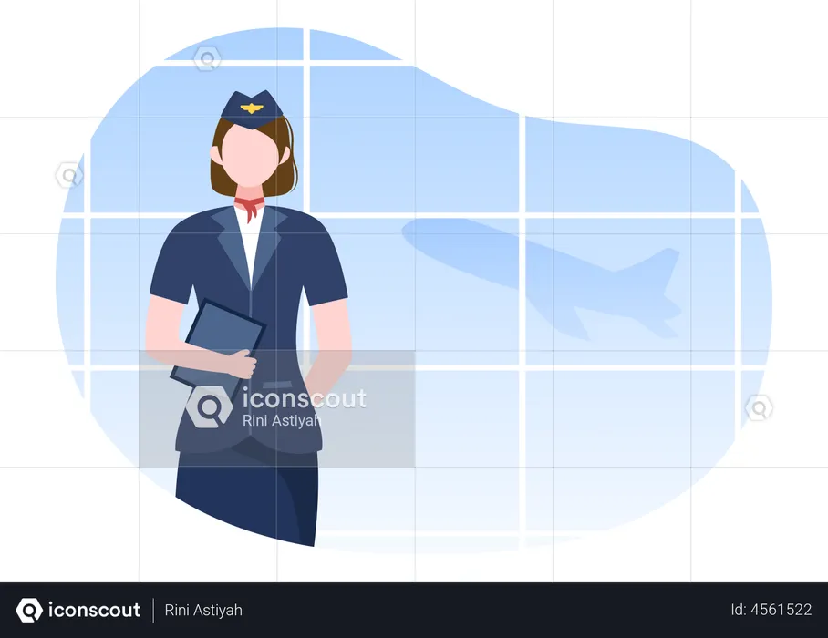 Air Hostess standing  Illustration