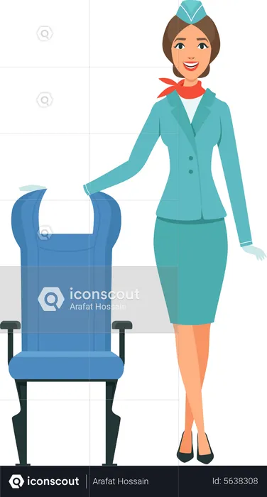 Air hostess welcoming guest  Illustration