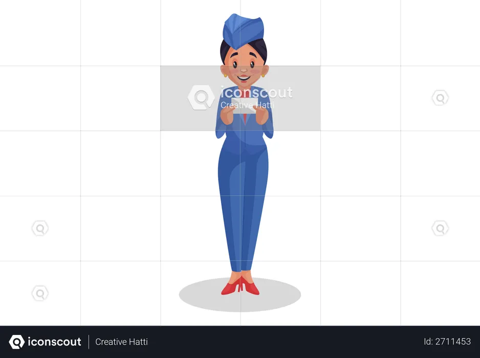 Airhostess showing letter  Illustration