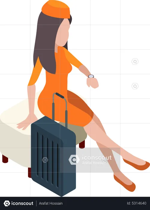 Airhostess waiting for flight  Illustration