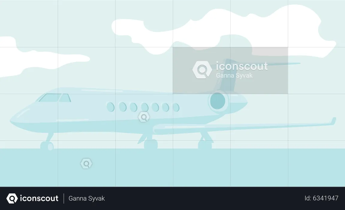 Airplane on runway  Illustration