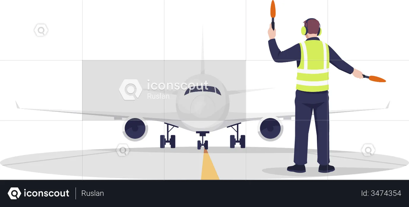 Airplane runway controller  Illustration