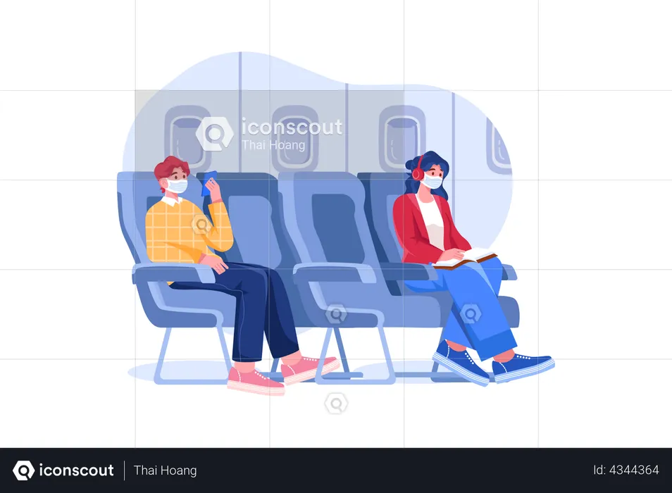 Airplane safe social distancing  Illustration