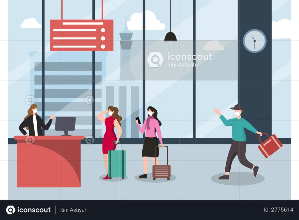 Airport Check in Queue  Illustration