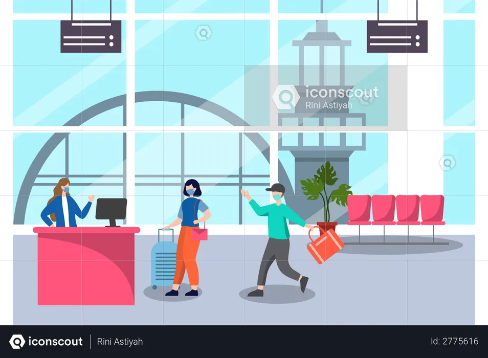 Airport Check in Queue  Illustration