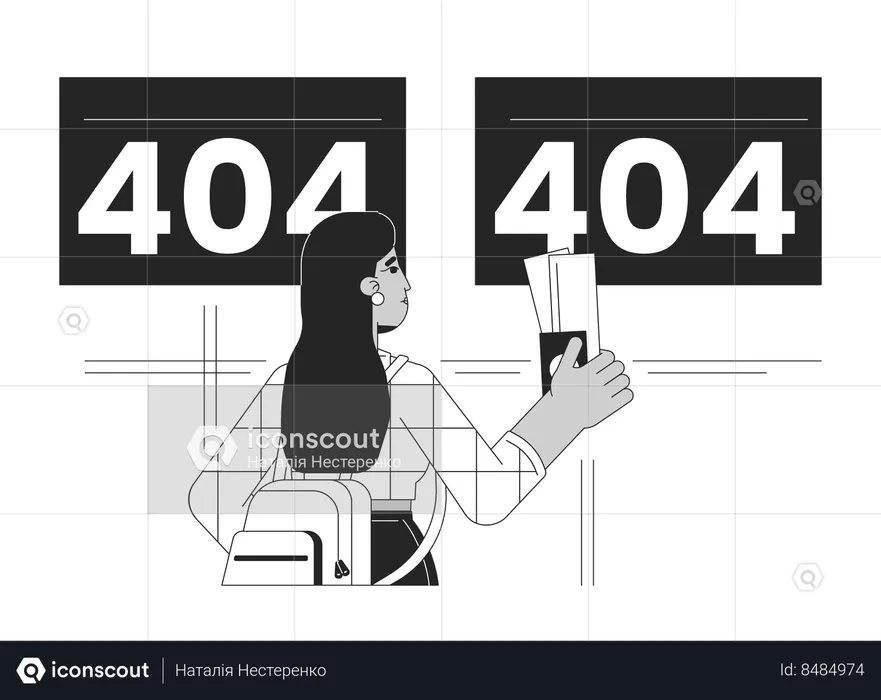 Airport departure cancelled flights error 404  Illustration