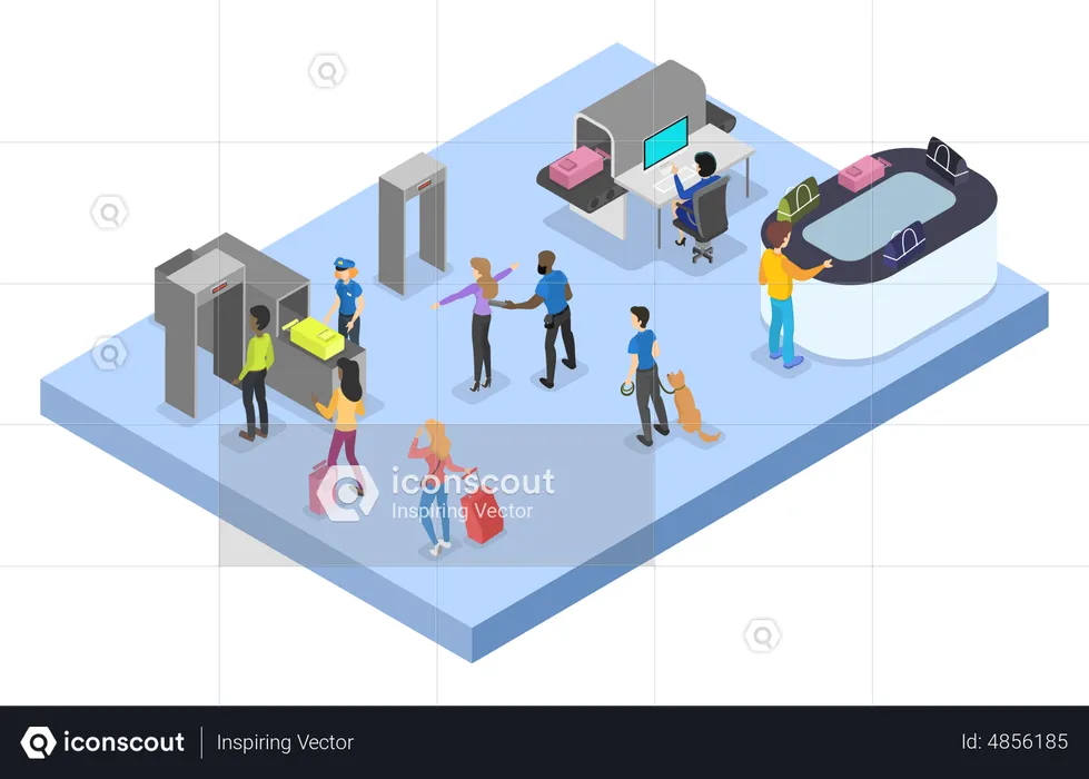 Airport passenger security check room  Illustration