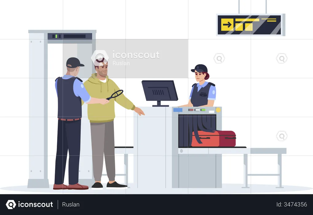 Airport passenger security scanning  Illustration