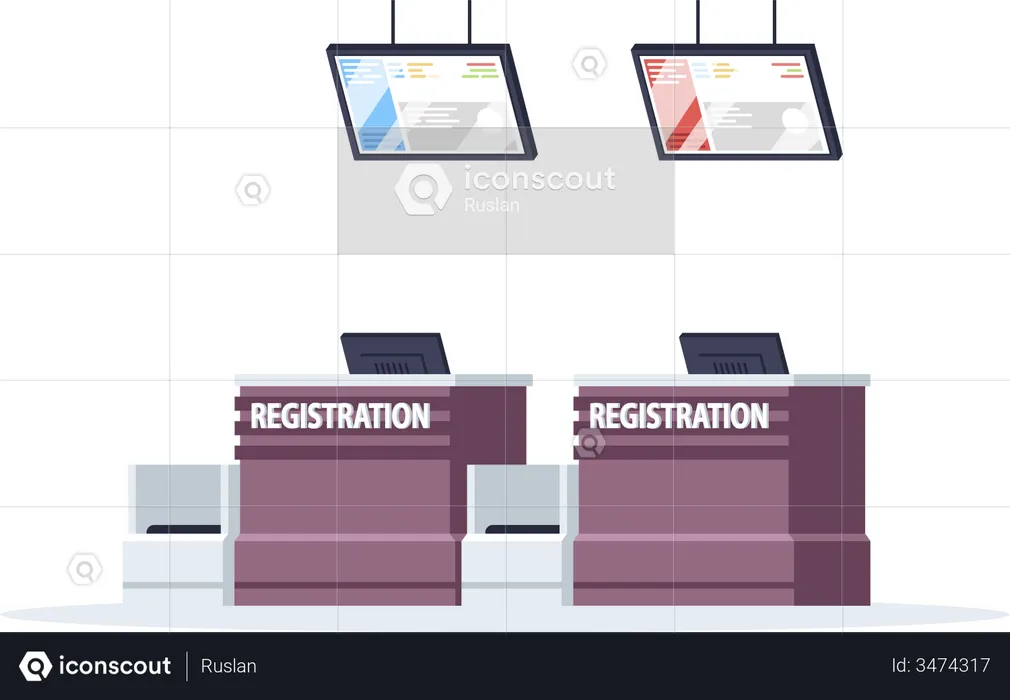 Airport registration counter  Illustration