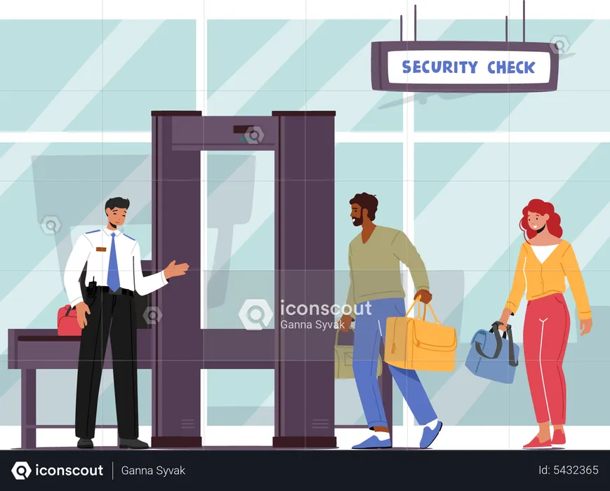 Airport Security Conveyor Belt Scanner  Illustration