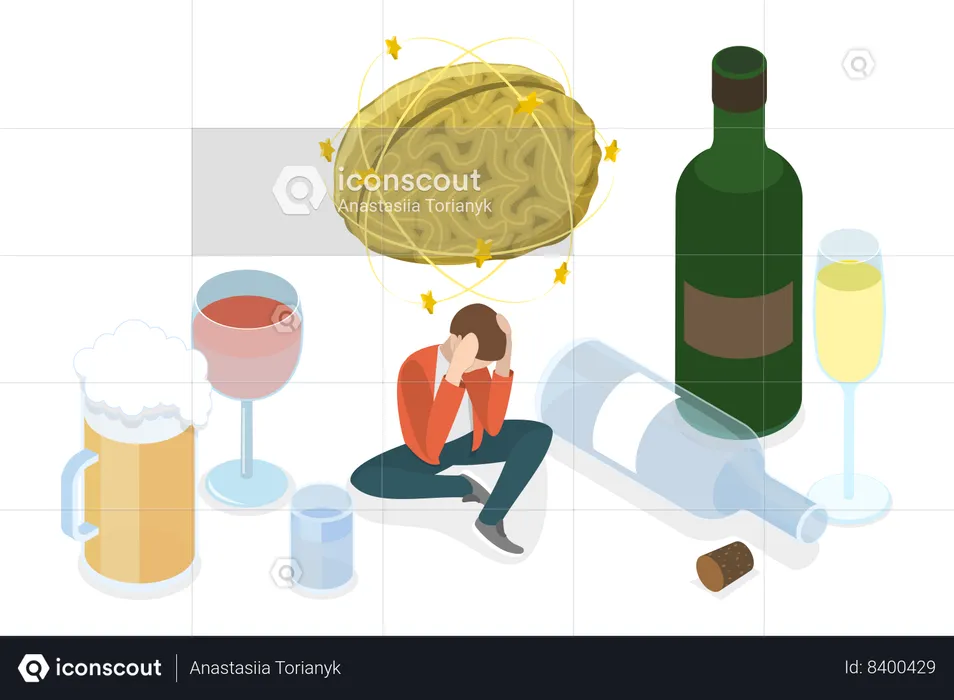 Alcohol Addiction Problem  Illustration