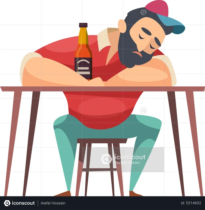 Alcoholic boy  Illustration