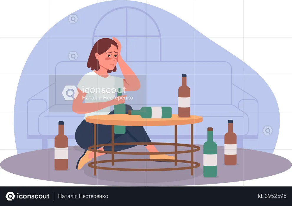 Alcoholic Girl  Illustration