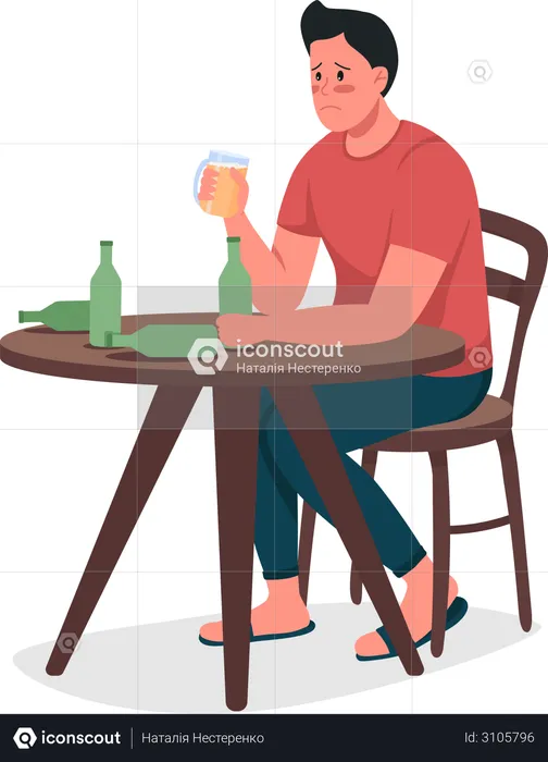 Alcoholic man  Illustration
