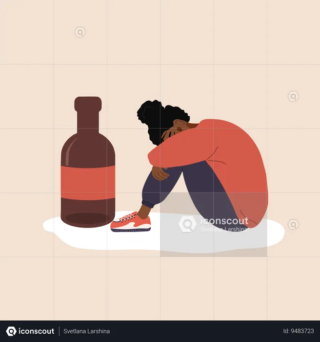 Alcoholic mother  Illustration