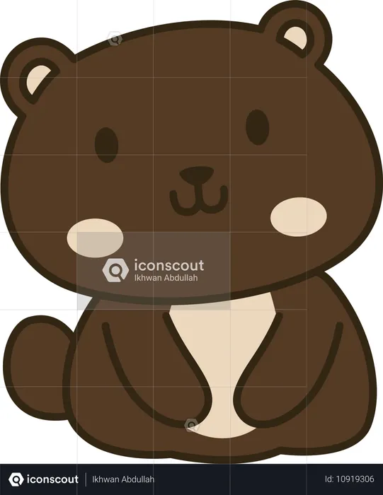 Urso de pelúcia fofo e alegre, mascote animal, personagem  Ilustração