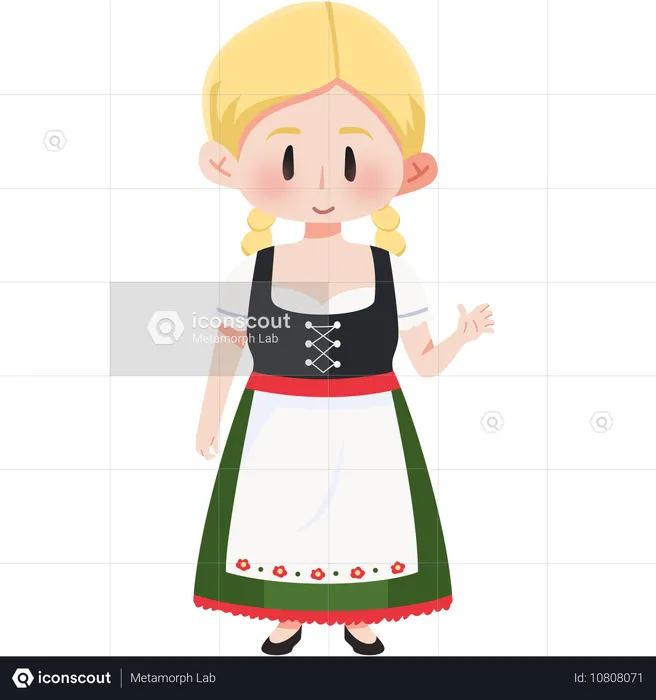 Alemanha Dirndl e Lederhosen menina  Ilustração