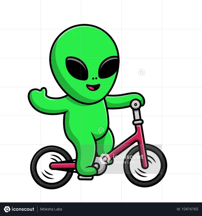 Alienígena andando de bicicleta  Ilustração