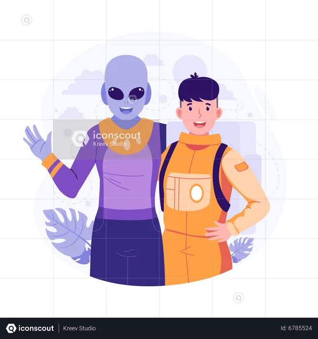 Alien & astronaut  Illustration