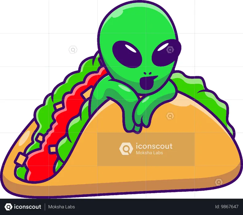 Alien In Taco  Illustration