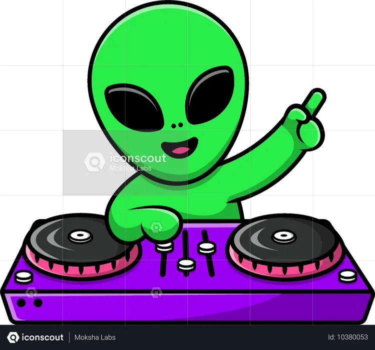 Alien jouant de la musique de DJ  Illustration