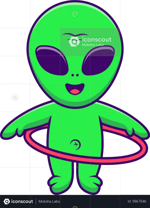 Alien Playing Hulahoop  Illustration