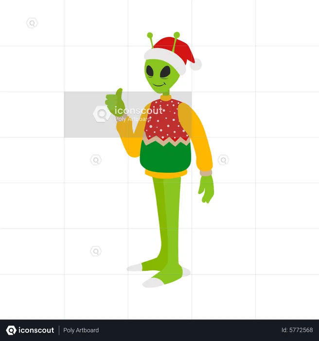 Alien wearing Christmas costume  Illustration