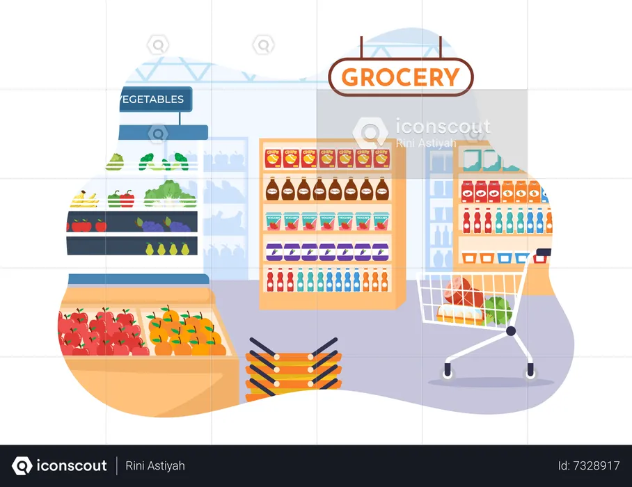 Alimentation Épicerie Shopping  Illustration