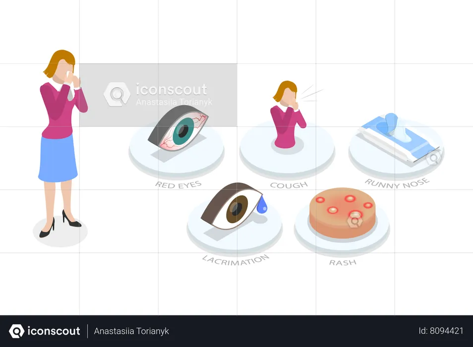 Allergy and eye disease symptoms  Illustration