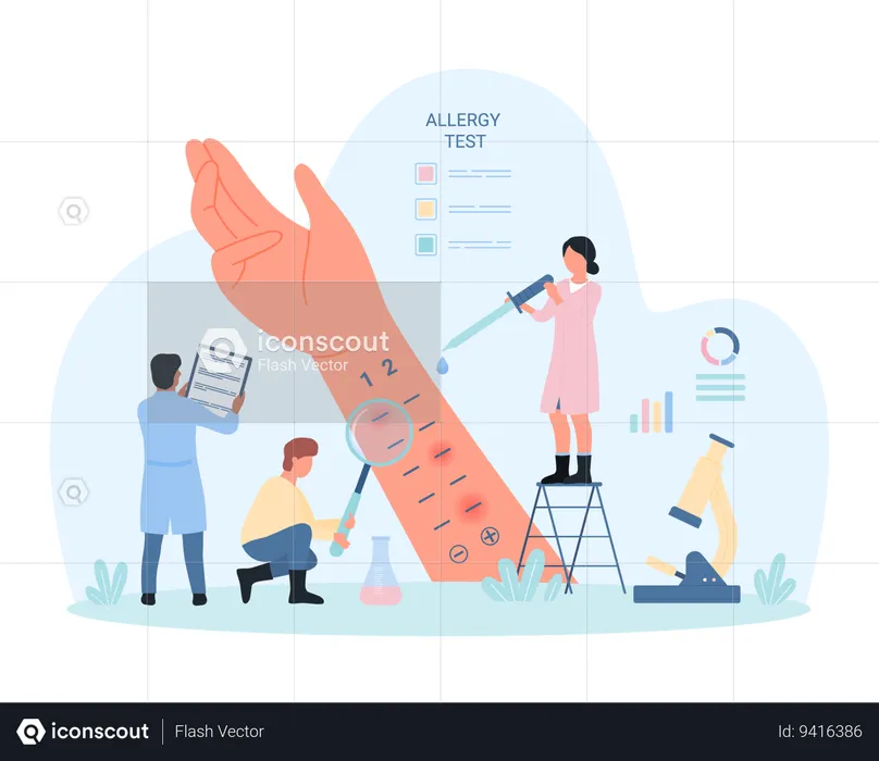Allergy test on patients skin  Illustration